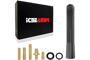ICBEAMER 3" 76mm Black Universal Carbon Fiber Automotive Cool Truck Antennas