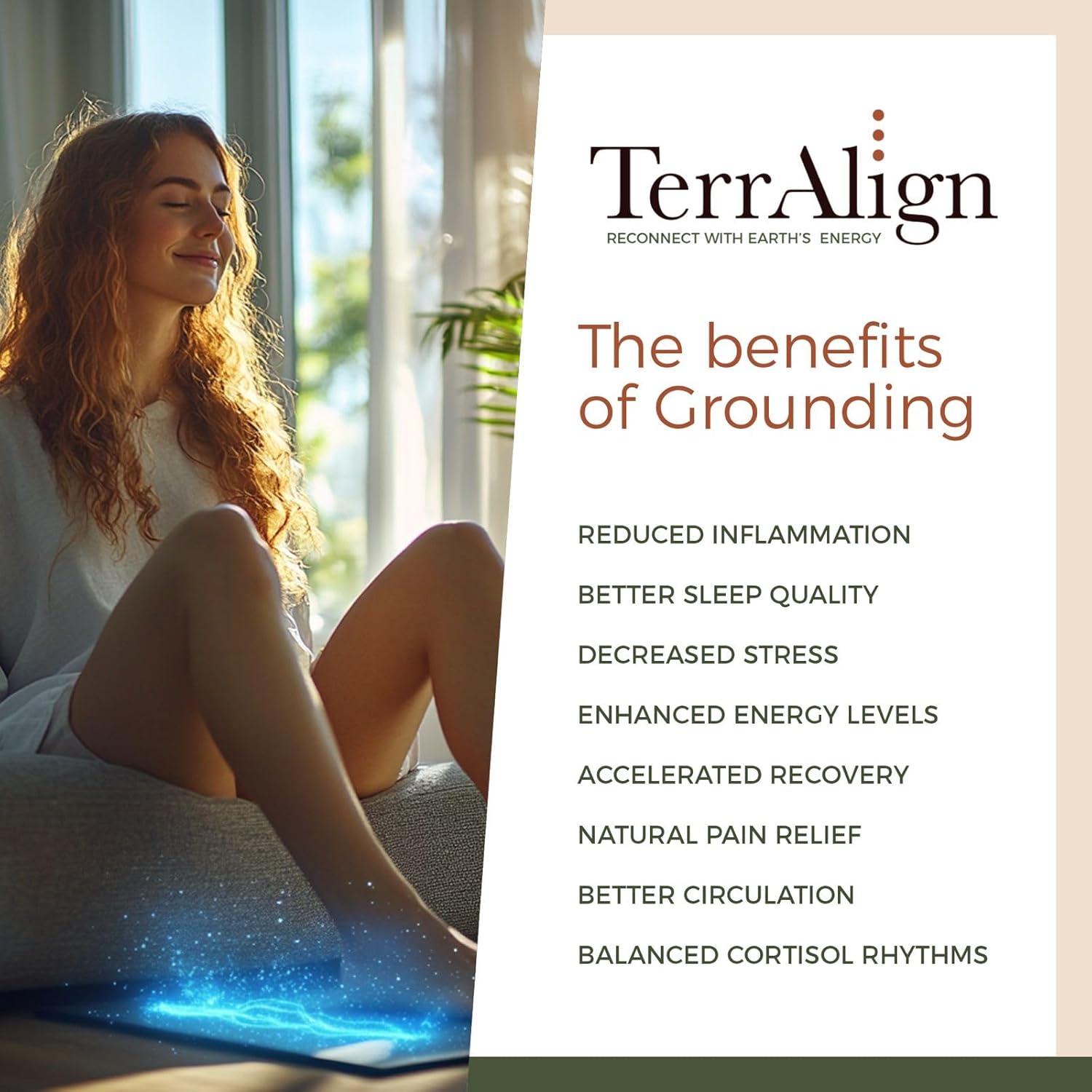 TerrAlign Premium Grounding & Earthing Mat 24×16 in – Carbon-Infused PU Pad with 15-ft Cable and Outlet Tester Pen for Desk, Bed & Yoga | Stress Relief and Sleep Support