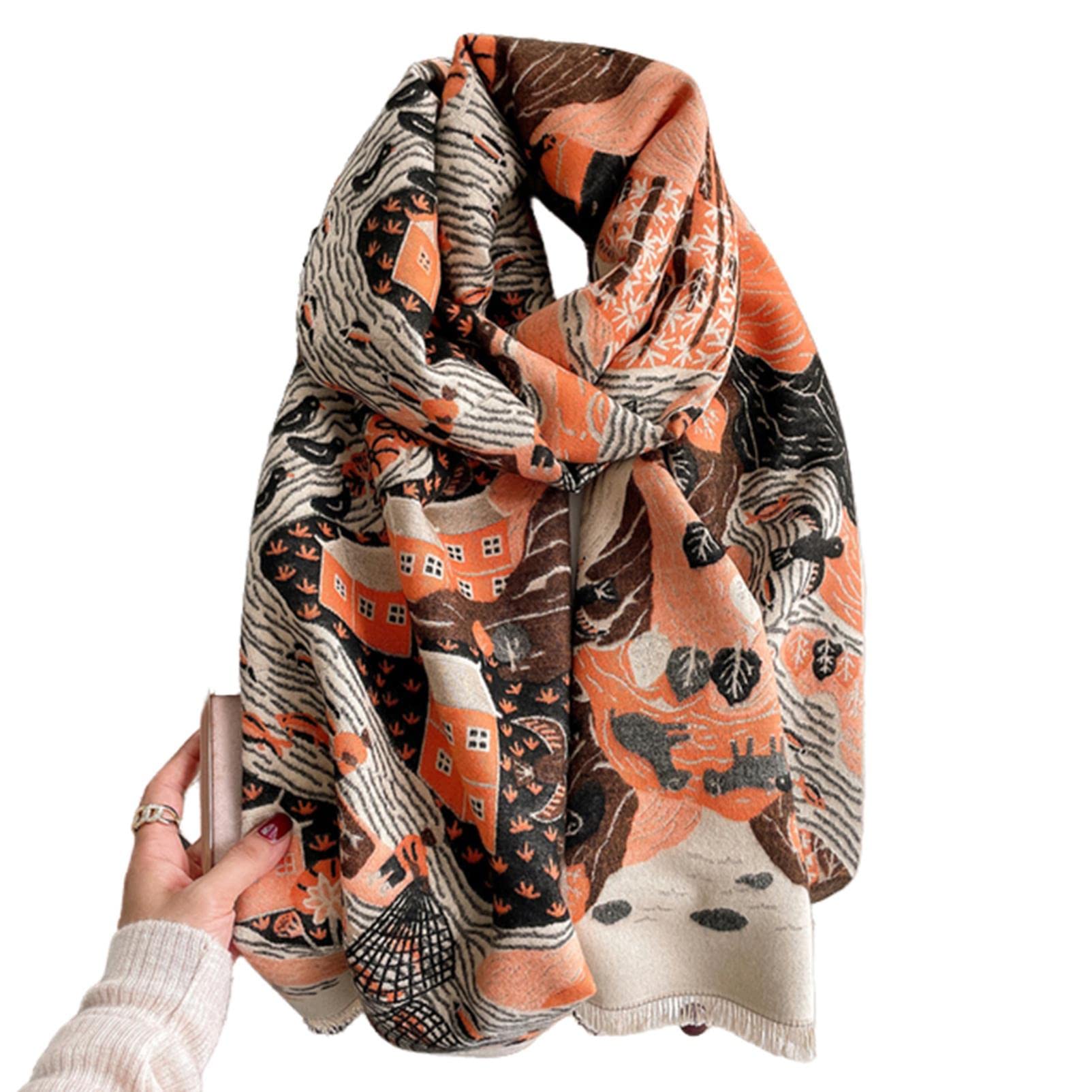 URYYRIT Foulard Écharpe Cachemire Chaude Dames Imprimer Un Châle De Couverture Hivernale Épaisse Et Envelopper Pashmina 180 * 65 Cm Femmes-Wyt19-2