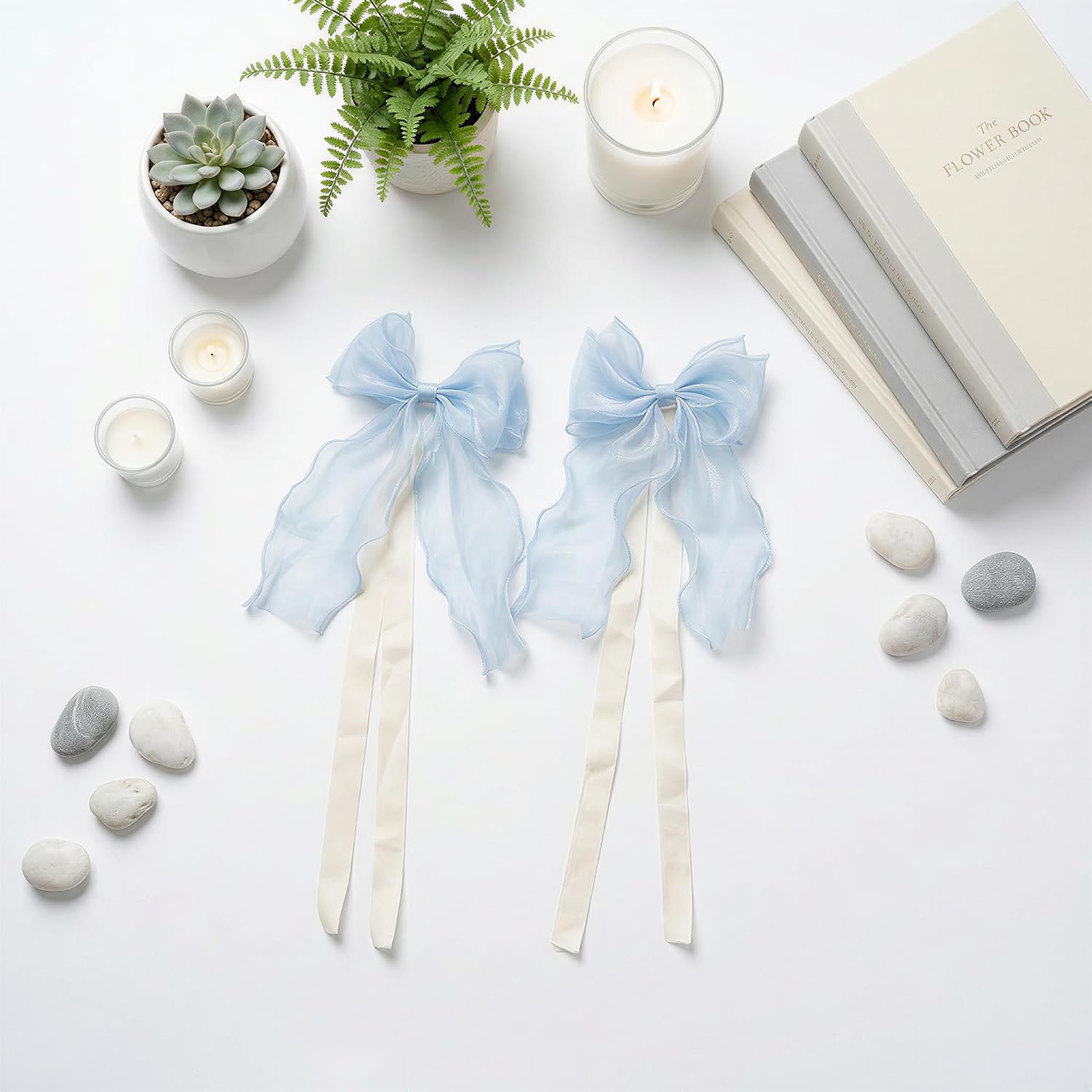 French Lace Bow Curtain Tiebacks, Silky Ribbon Bowknot Curtain Holdbacks for Sheer Curtains, Decorative Curtain Accessories for Bedroom Living Room Wedding Decor (2 Pack) (Light Blue)