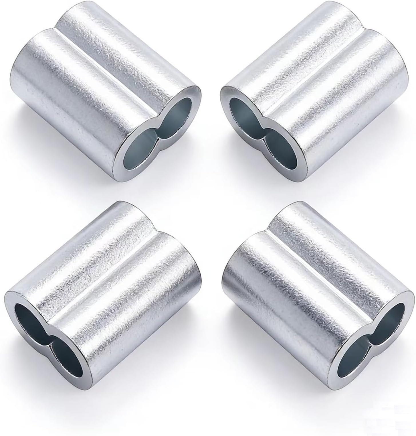 Pack of 50 Aluminum Crimping Loop Sleeve Cable Crimp for 1/4 inch Diameter Double Ferrule Wire Rope and Cable (6mm)