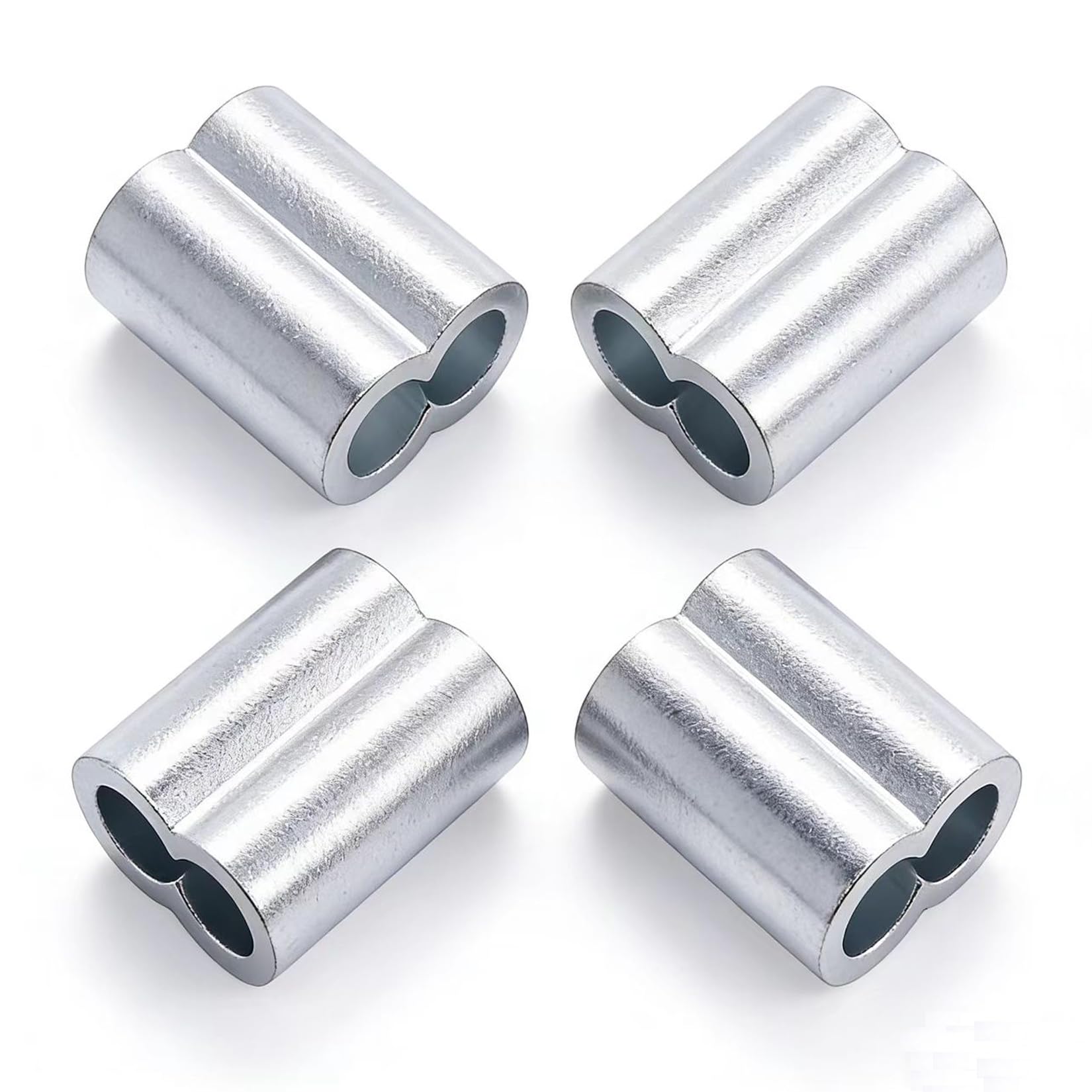 Pack of 50 Aluminum Crimping Loop Sleeve Cable Crimp for 1/4 inch Diameter Double Ferrule Wire Rope and Cable (6mm)