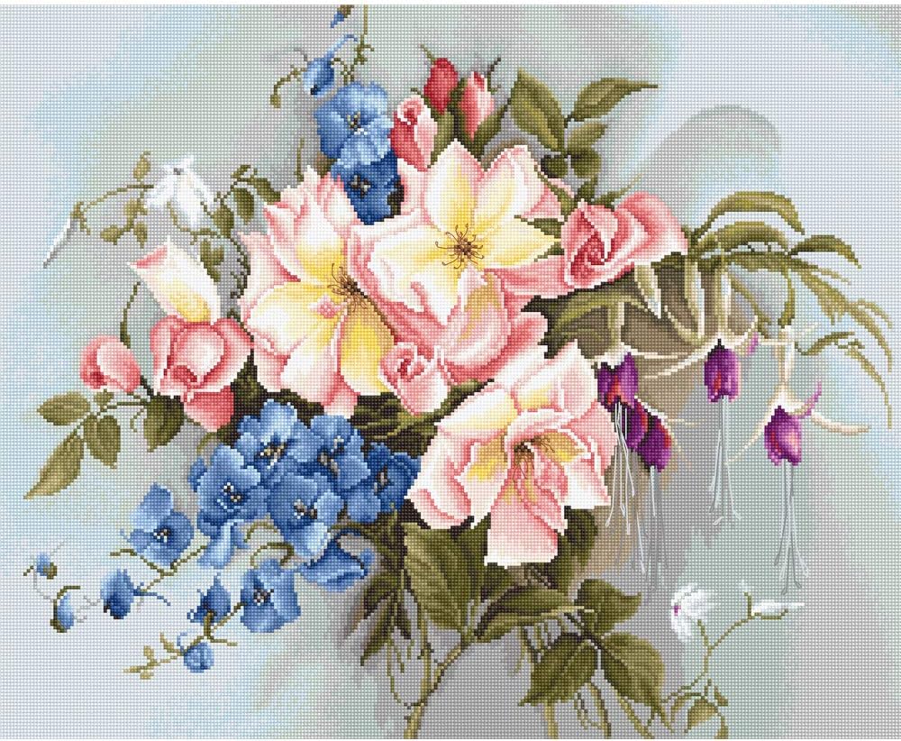 Floral Cross Stitch Kit - Luca-S Bouquet with Bells