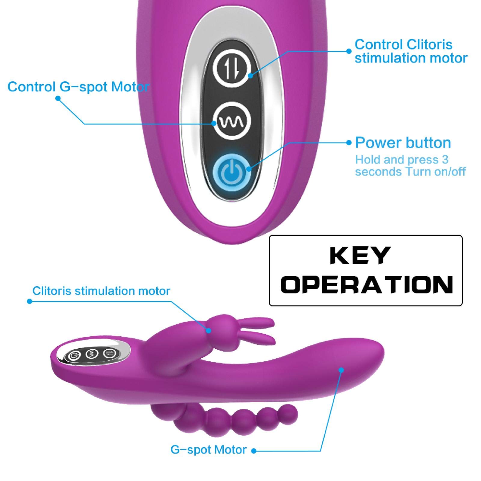 Conejo G Spot Clitoris estimulador pene Anal consolador vibrador Doble penetración Juguetes sexuales para Mujeres Parejas Adultas Producto Sexual