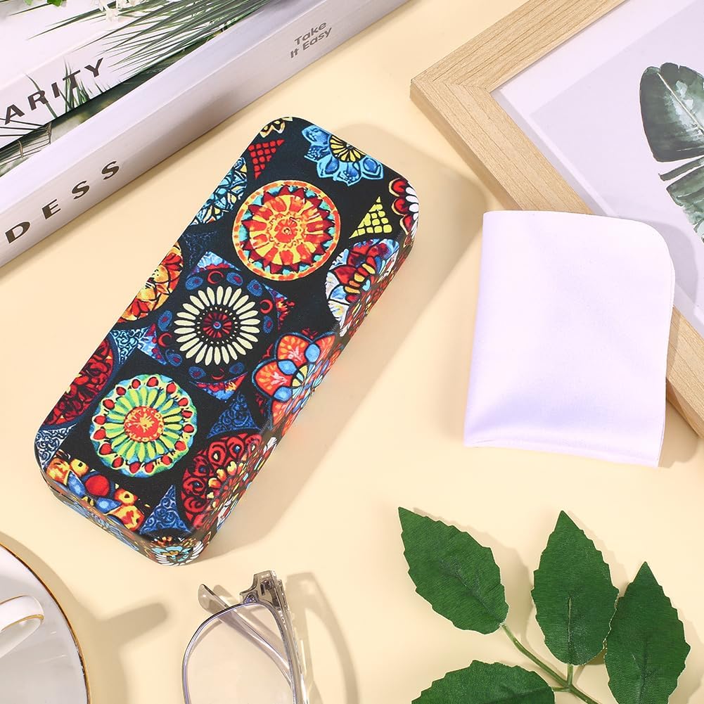 CREATCABIN Eyeglasses Case Hard Shell Eyeglasses Case Leather Portable Protective Cover Sunglasses Holder Portable Protective Storage Organizer with Cleaning Cloth for Women Men Travel image 3