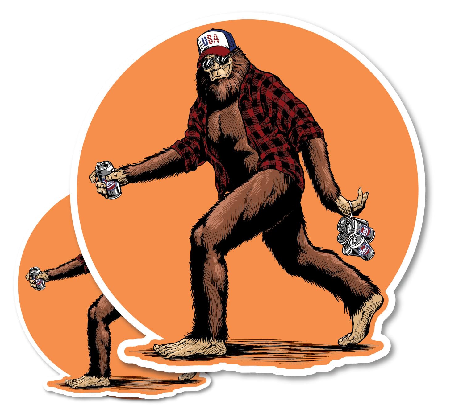 American USA Sasquatch Bigfoot Bumper Sticker Decal for Cars, Cups, Laptops, Coolers (Two Pack X2) (3