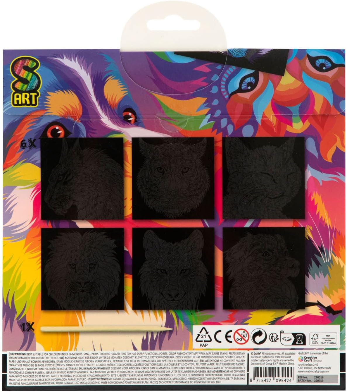 Grafix Grafix Rainbow Scratch Cards 19.5x19.5cm Animals