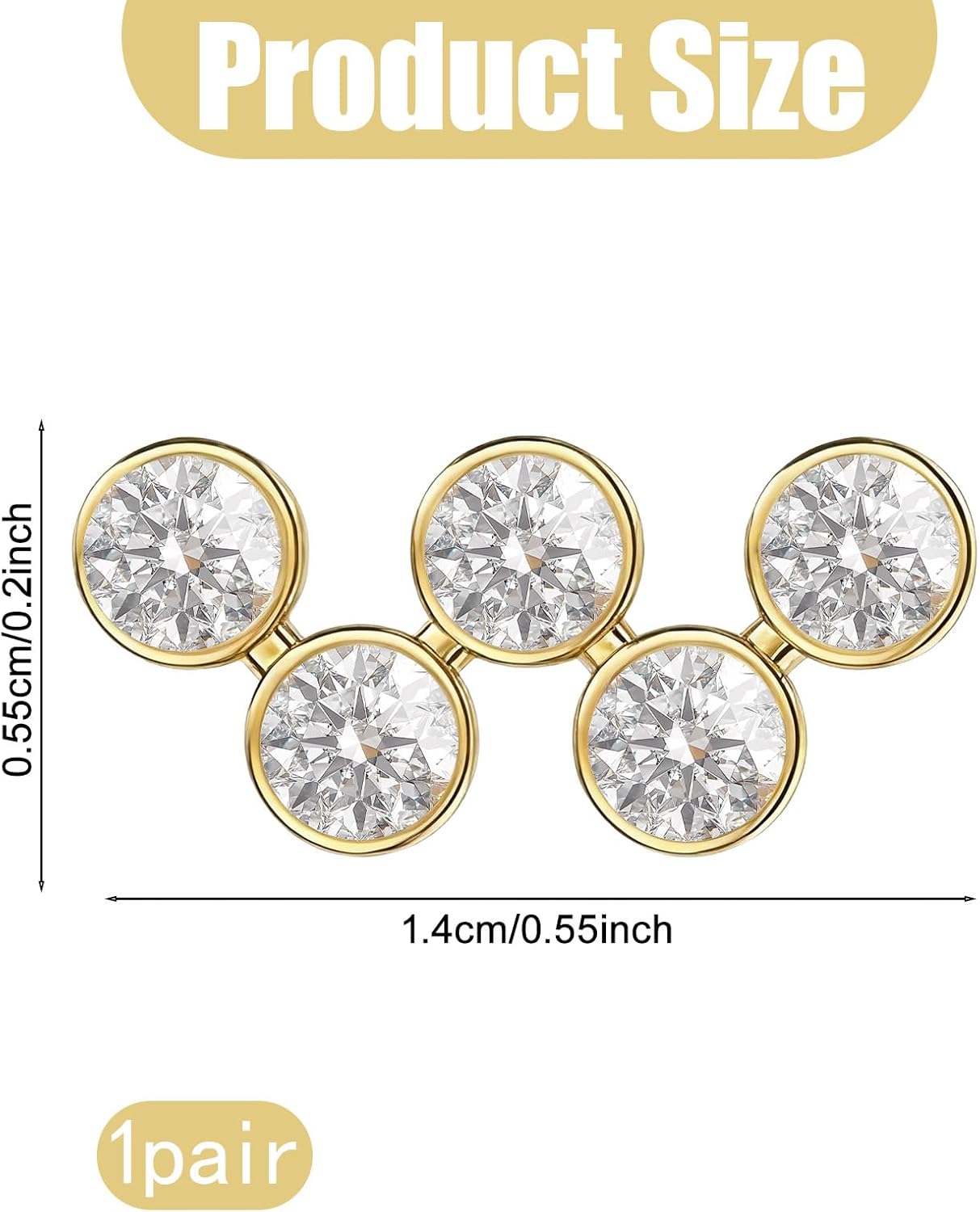 Gold Plated Stud Earrings, Dainty Minimalist Sparkly Rhinestone Ear Crawler Climber Earrings for Women, Trendy Non Piercing Cartilage Ear Cuff Stud Jewelry for Women - Image 2