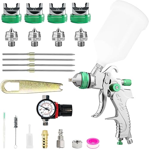 Kit de pistola pulverizadora HVLP con boquillas de 1.41.72.02.5mm, pistola pulverizadora de pintura profesional para autos, reparación de paredes,
