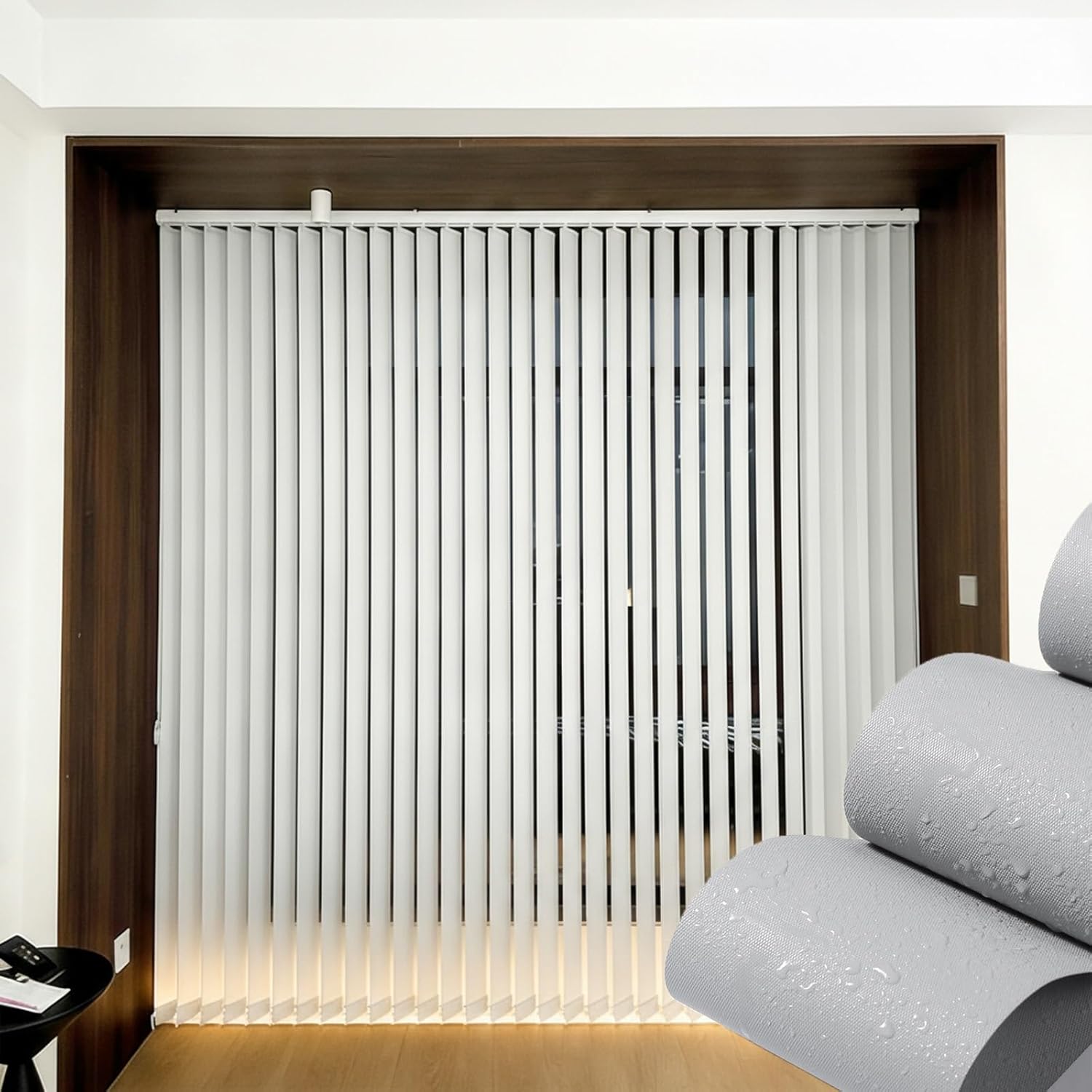 Customize Vertical Blinds for Sliding Doors, Patio Door Vertical Windows Blinds, Sliding Glass Door Blind, UV Protection, Cordless, Aluminum Track, Waterproof Room Darkening Fabric(Mid-Grey)