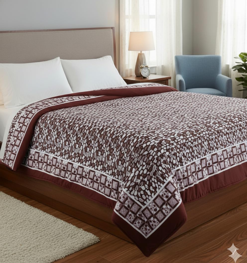 Winter Woolen Bed Blanket Cover - Cozy Brown Single Bed -4