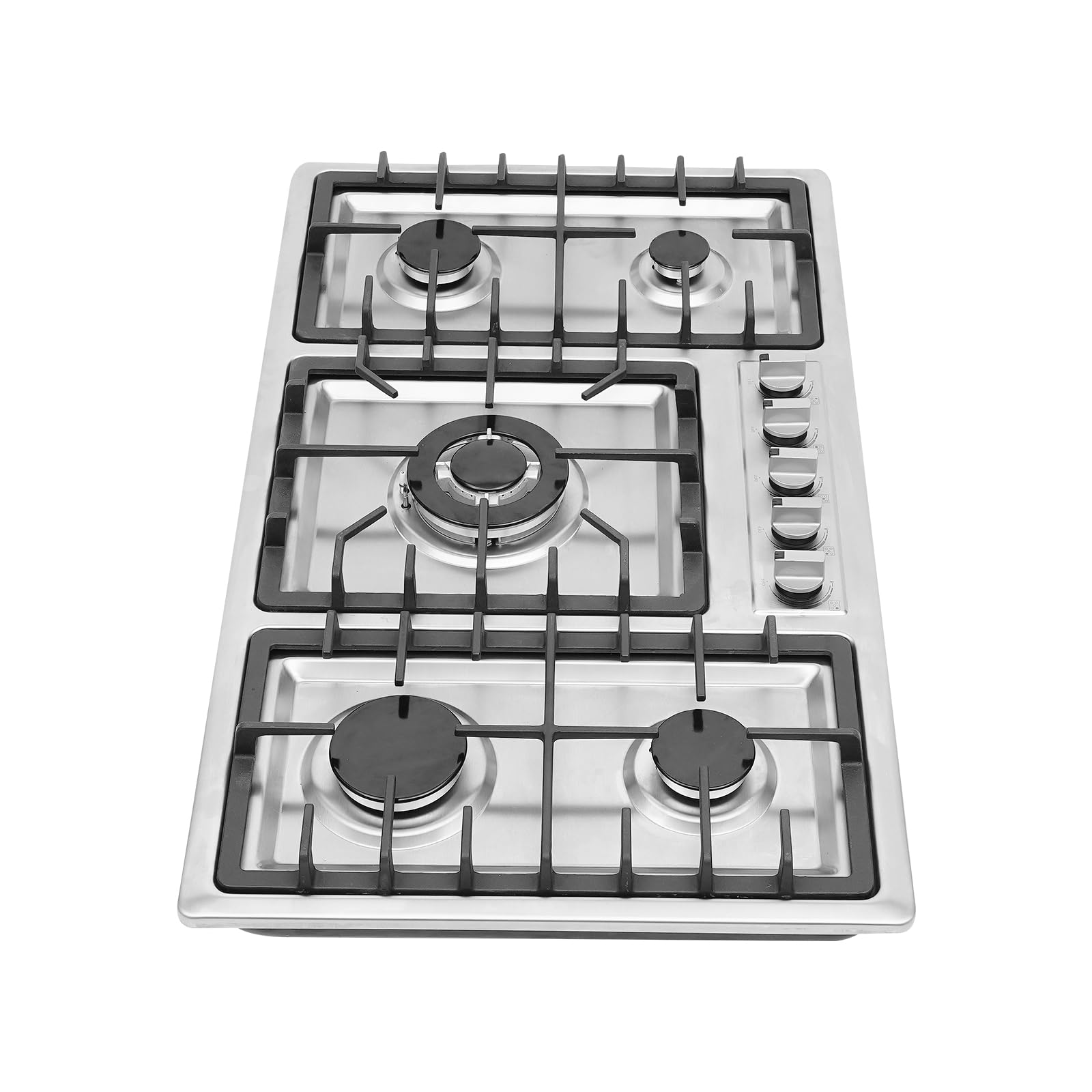 Plaque de cuisson à gaz 5 flammes pour gaz naturel, 5 flammes en acier inoxydable, 5 plaques de cuisson réglables, plaque de cuisson à gaz NG avec 5 brûleurs, pour restaurants et hôtels