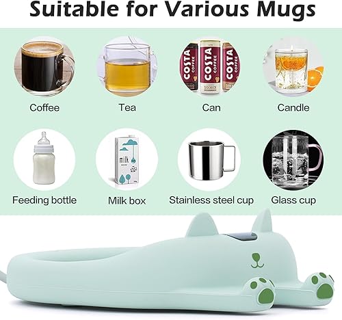 Miniatura 38 de PUSEE Calentador de taza de café con apagado automático, calentador de café de 3 temperaturas para escritorio, placa calentador de velas derrite