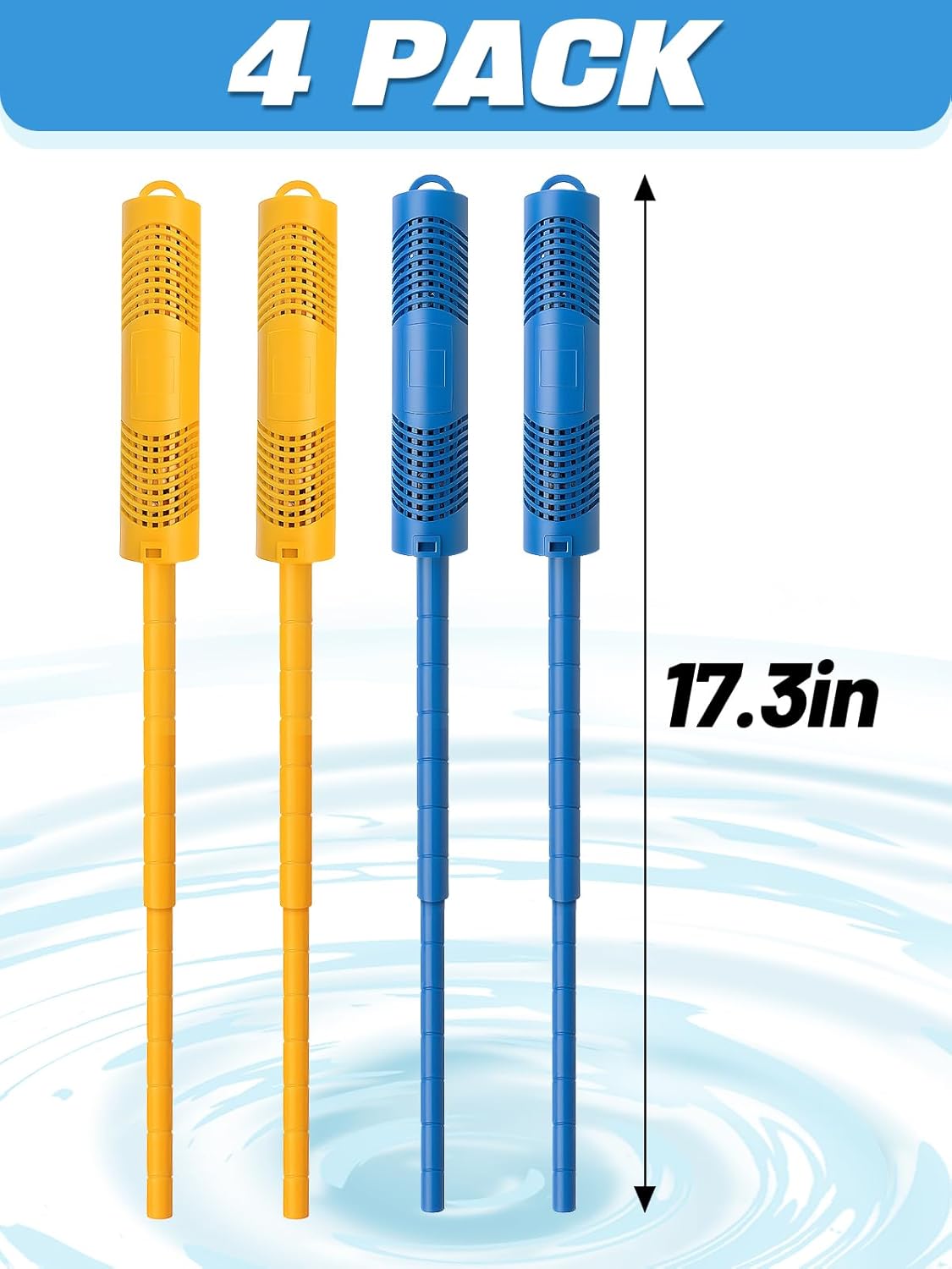 4 Pack Spa in-Filter Mineral Sticks Parts Cartridge Sticks for Hot Tub Spa Swimming Pool Fish Pond Filter Cartridge, Last for 4 Months (Blue & Yellow)