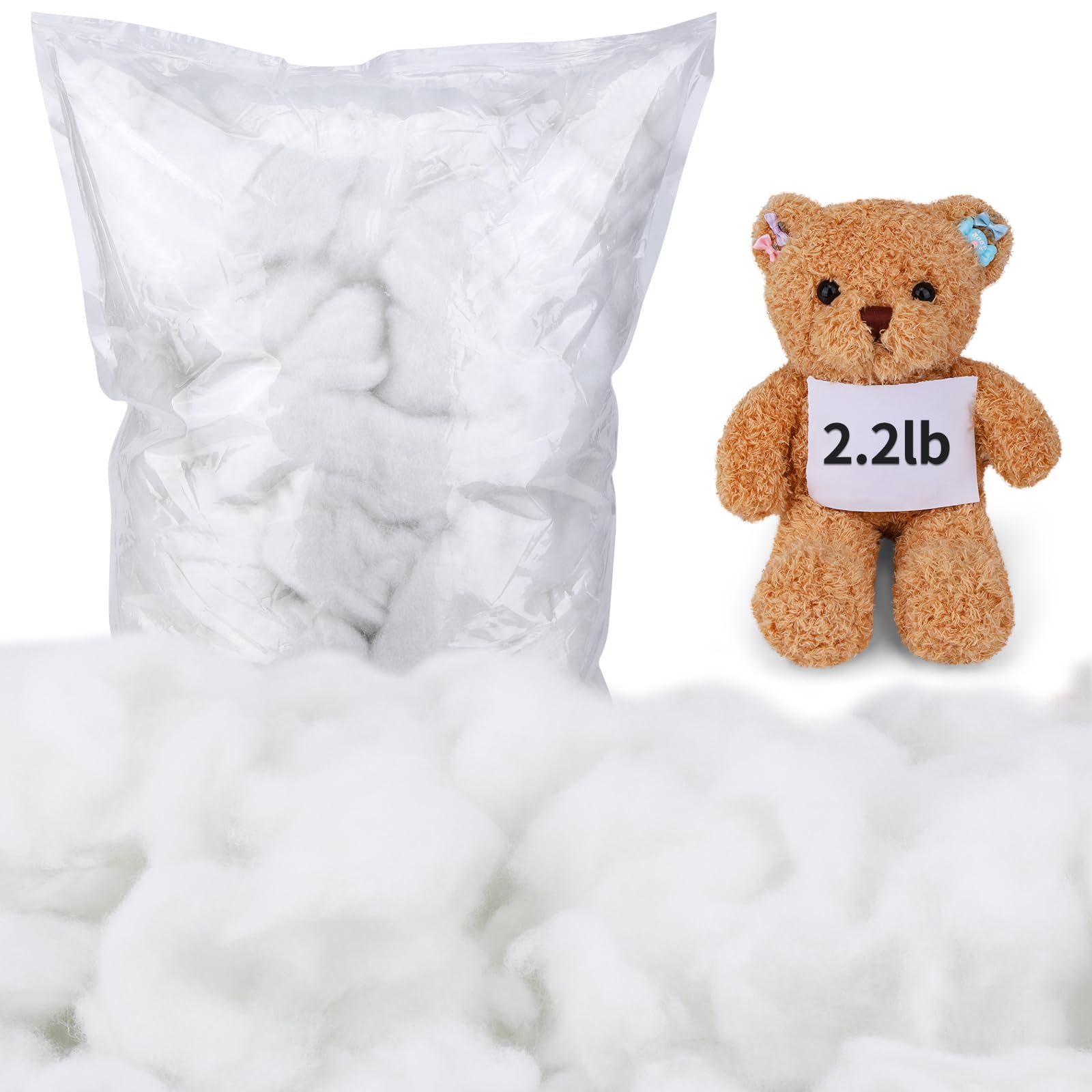 2.2 LB / 35.3 OZ Polyfill Stuffing, Pillow Stuffing, Polyester Fiberfill Stuffing, Stuffing for Crochet, Stuffing for Stuffed Animals, Stuffing for Pillows, Stuffing for Crafts Cotton Stuffing