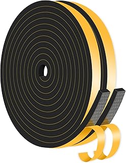 Weather Stripping Door Seal,Weather Stripping,Soundproof,Cold Insulation,High Density CR Foam Insulation Tape for Door, Front Door Frame, Windows,Sliding Door (Black, 1/2 in x 1/4 in x 26Ft)