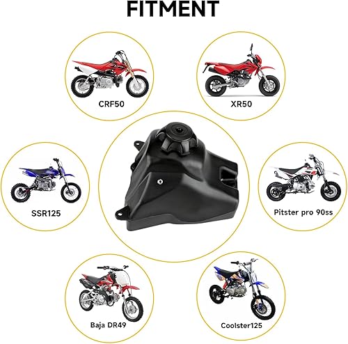 Miniatura 3 de HIAORS Tanque de combustible de gasolina para Honda CRF50 XR50 50cc 70cc 90cc 110cc 125cc SSR TaoTao Chinese Pit Dirt Bike Baja DR49 Coolster Kayo