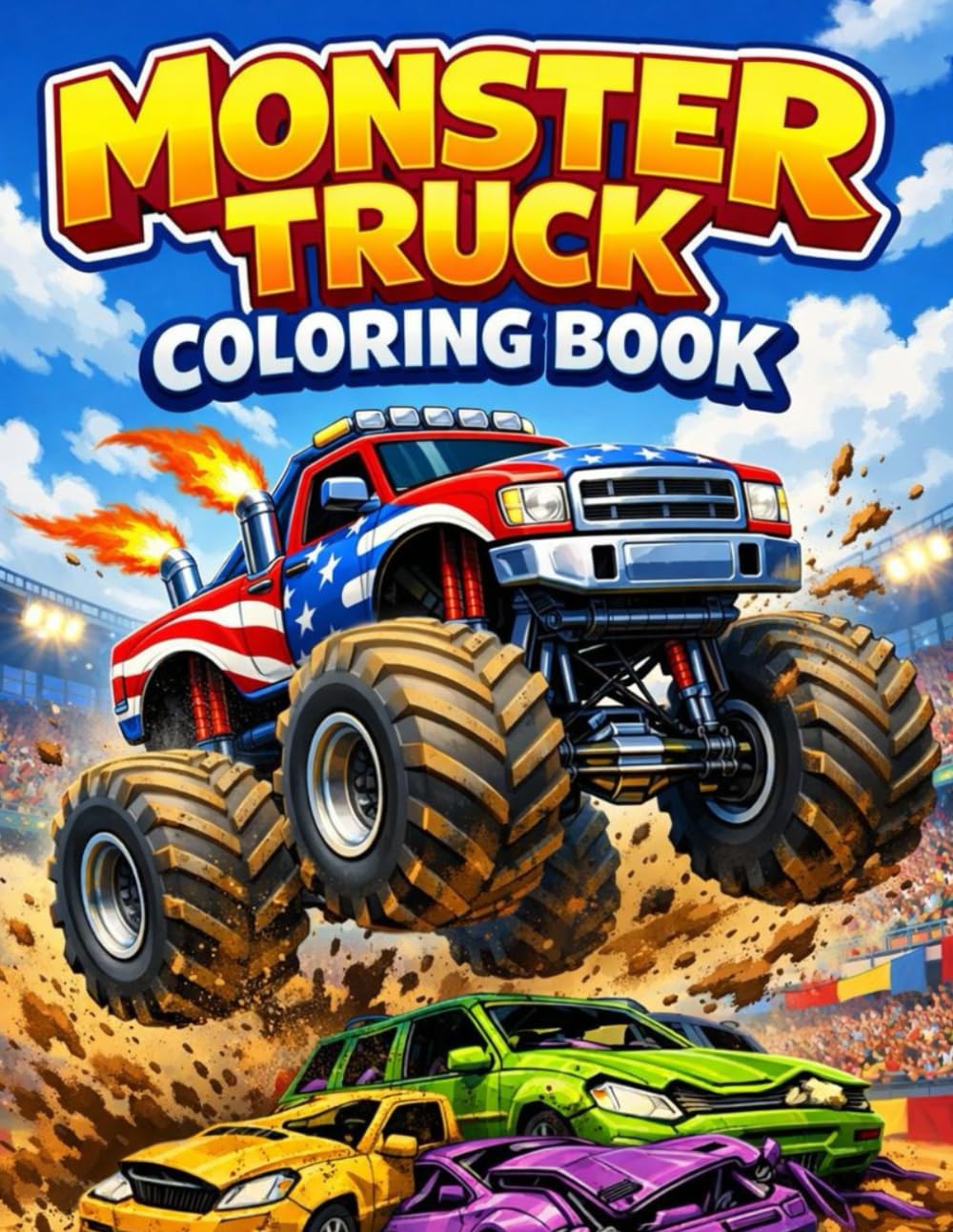 Monster Truck Coloring Book for Kids: +55 Big and Exciting Action Pages for Boys & Girls Ages 4-8 and 8-12 | Fun Activity Book with Giant Trucks, Stunts, and Off-Road Adventures