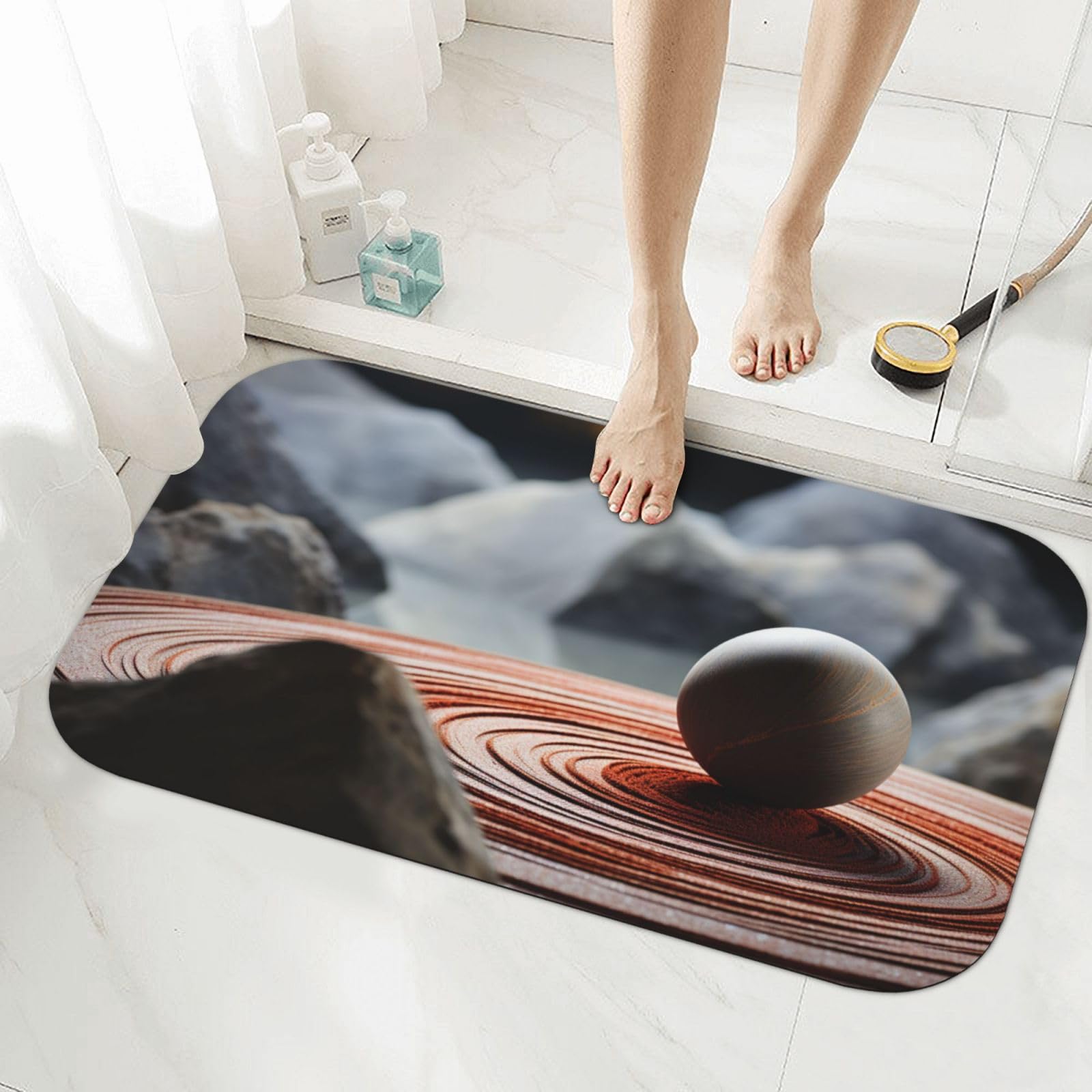 Tapis de bain en pierre anti humidité pour sol de douche propre