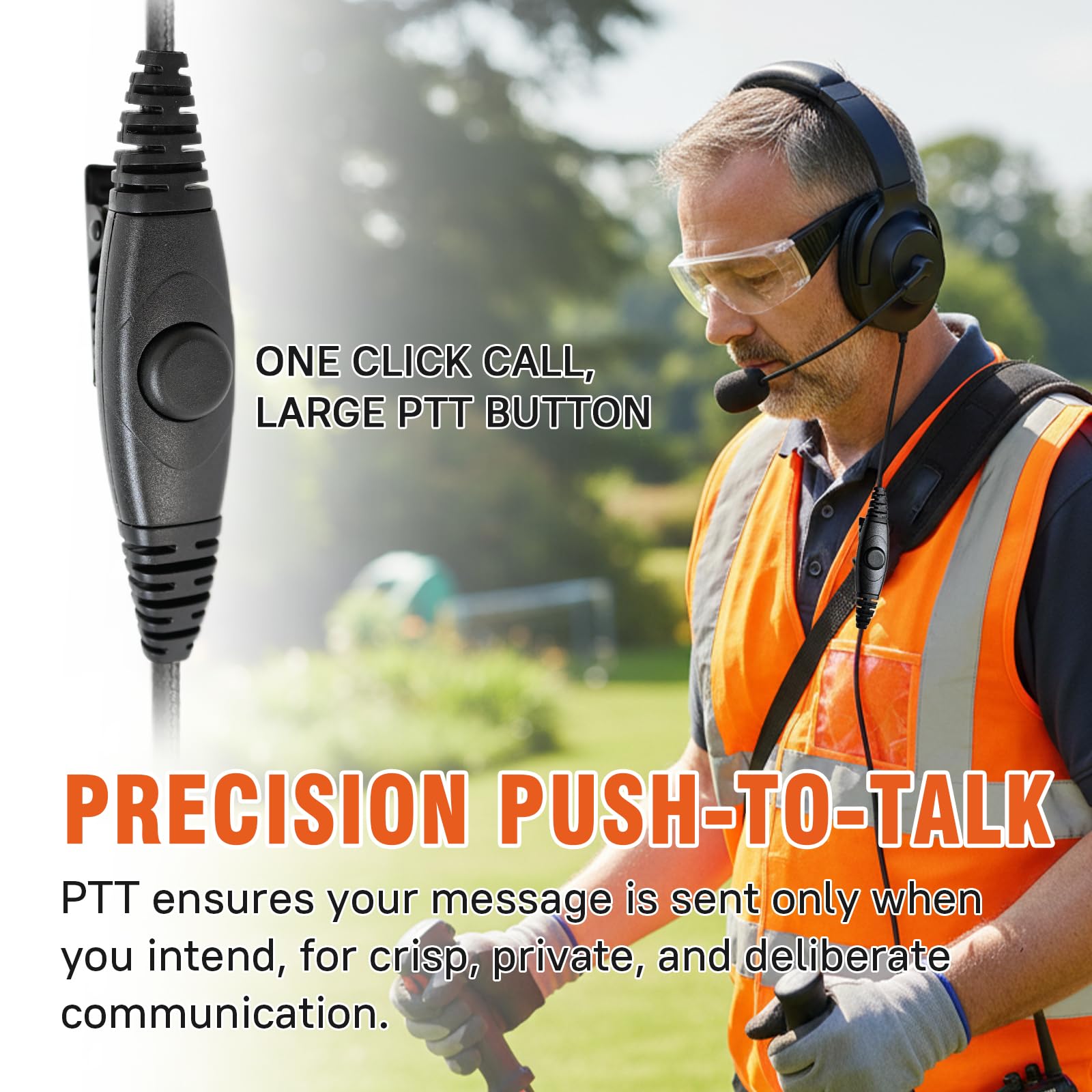 Casque anti-bruit pour talkie-walkie avec micro PTT Boom pour Motorola Radio 2 broches CLS 1110 1410 CP200 CP185 CP100D DLR 1060 (grand cache-oreilles) (simple côté)