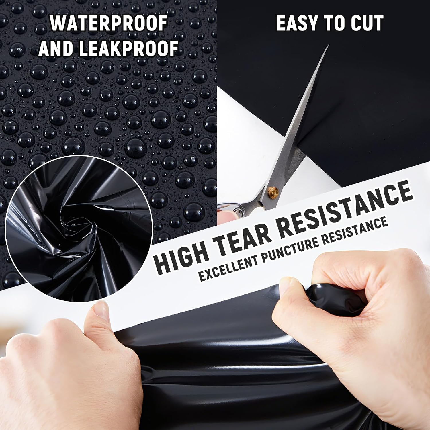 2 Pcs Pond Liner 7 x 10 FT Black HDPE Fish Pond Liners for Outdoor Ponds, UV Resistant Underlayment for Koi Ponds, Pool, Streams Fountains, Garden Waterfall, Easy Cutting