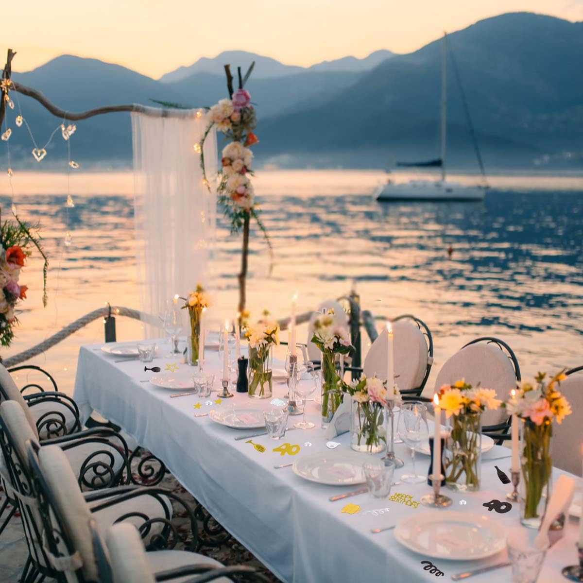 Originali 20 portacandele da tavolo per 40 compleanno, decorazione per 40° compleanno, donna uomo, 40 anni, decorazione da tavolo Happy Birthday, regalo per 40 compleanno, adatto per lumini o candele