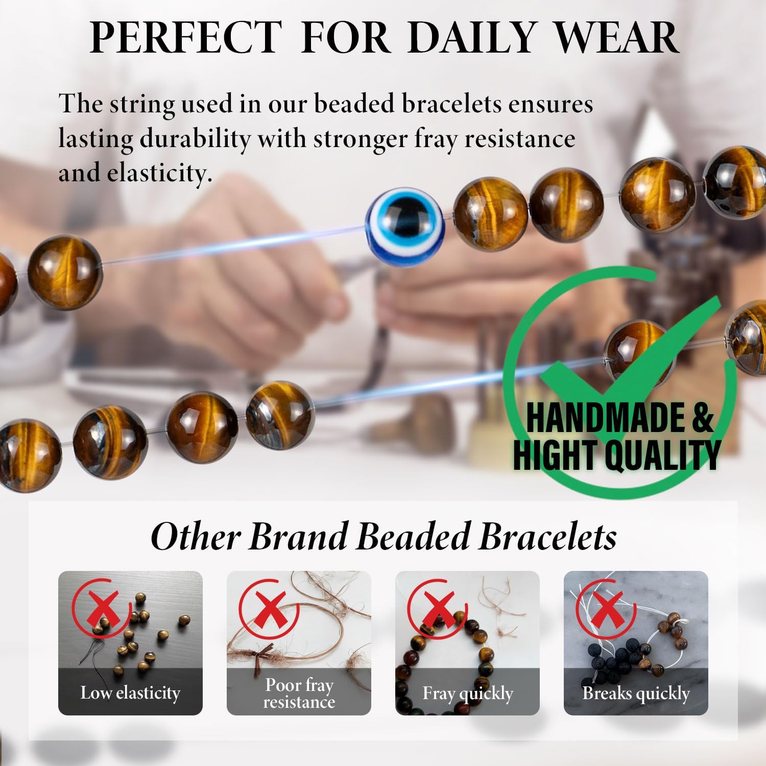 Evil Eye Bracelet 6mm Beaded Bracelets for Men Gift for Birthday/Anniversary/Christmas - Image 9