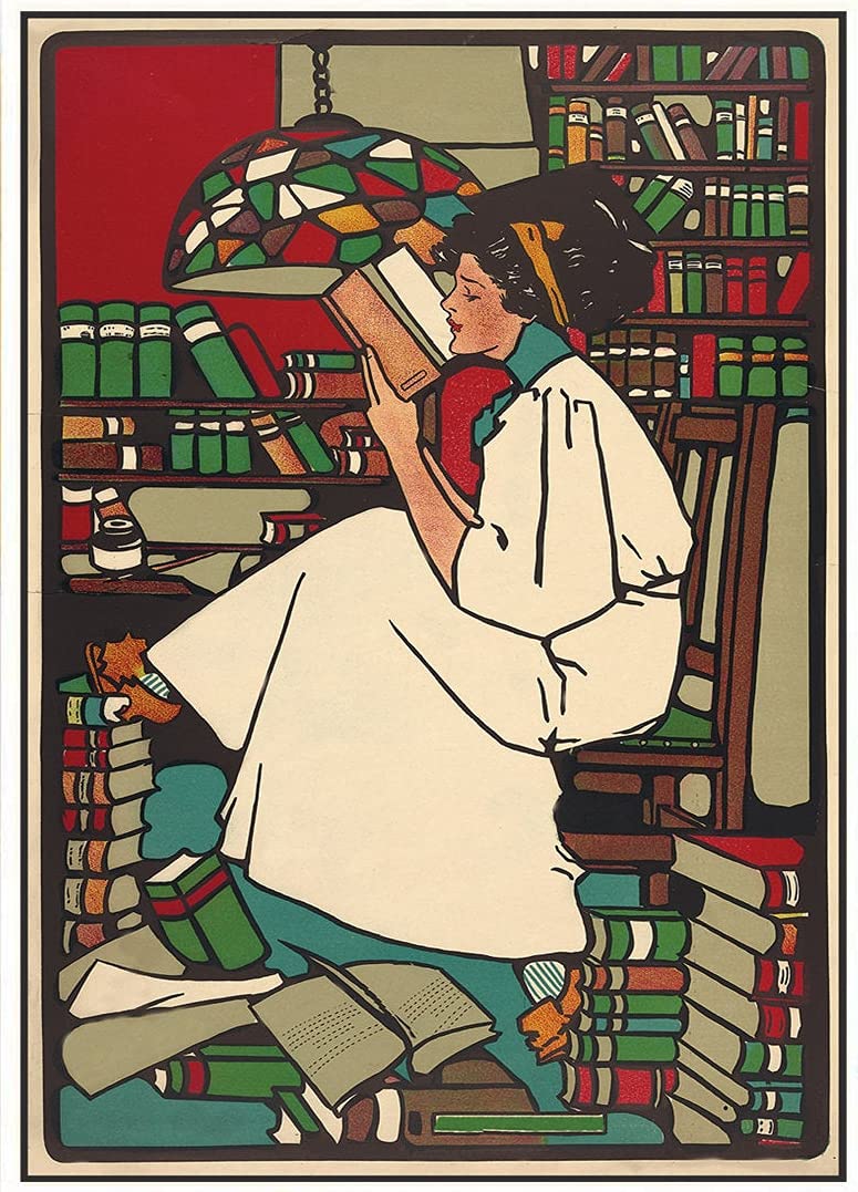 TOCMANE Metal Sign Vintage Book Love Woman Art Deco Tin Sign Kitchen Home Decor Poster Tin Sign Metal Wall Decoration 8x12inch