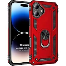 Microsonic Apple iPhone 16 K l f Military Ring Holder K rm z  [iPhone 16 ile Uyumlu K l f - K rm z ]