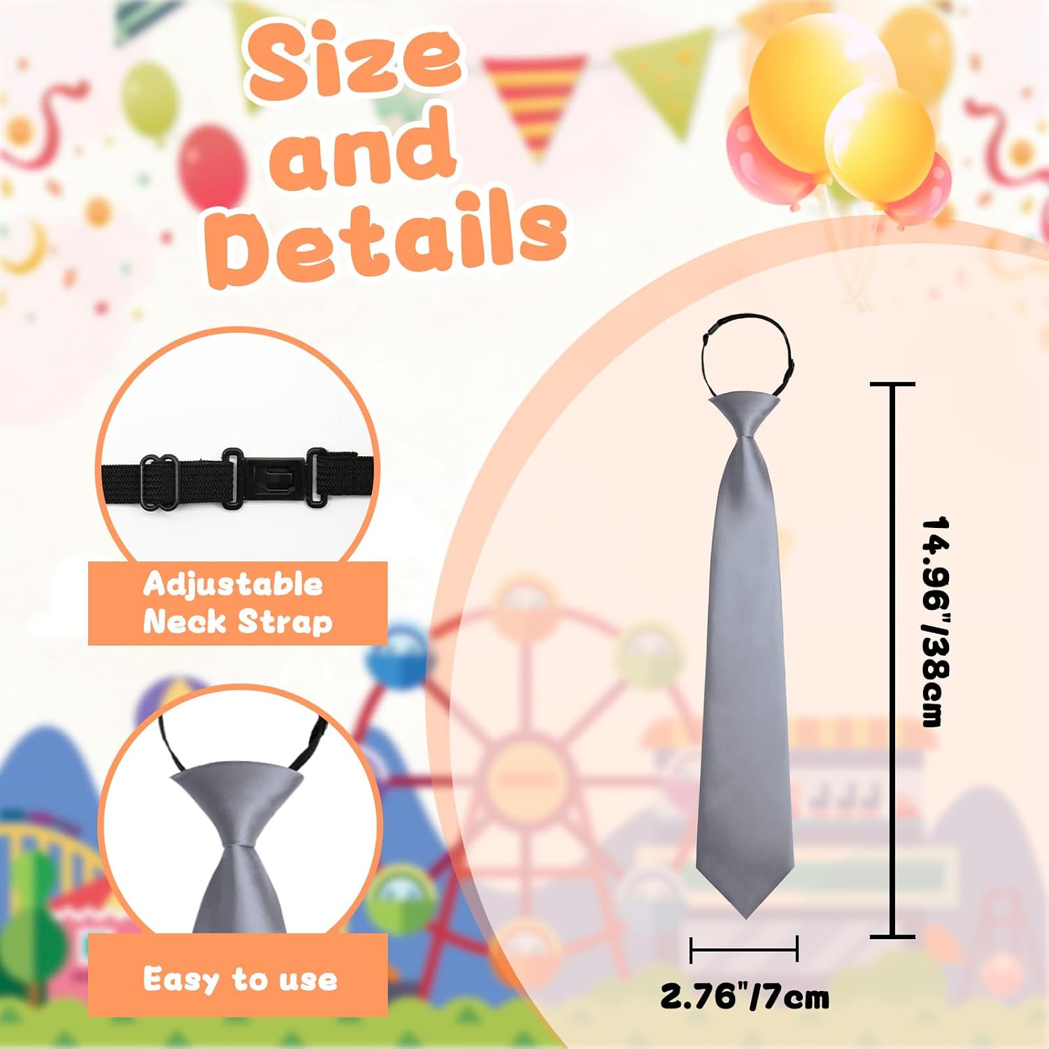 Ties for Boys Pre-Tied Kids Tie Solid Color School Ties Adjustable Kids Necktie for Wedding Party Graduation