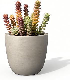Kante Accent Round Bowl Weathered Concrete Planter 14" Dia, Outdoor