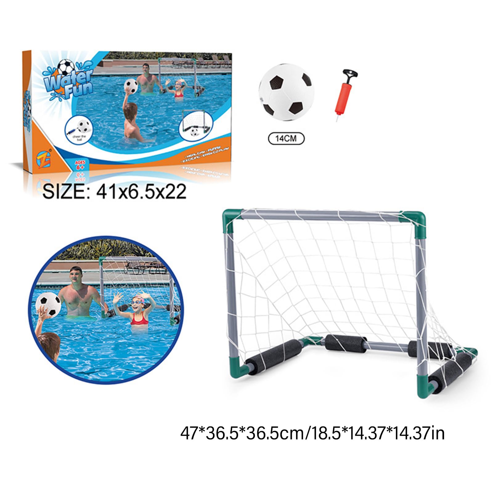 Red De Portería Flotante 2 En 1 Para Piscina – Baloncesto Y Fútbol Acuático, Set De Aro Y Red Para Niños Y Adultos