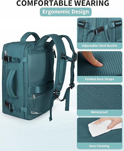 Miniatura 7 de Mochila de viaje para mujeres y hombres, mochila de transporte aprobada por aerolíneas, Azul, Mochila de viaje