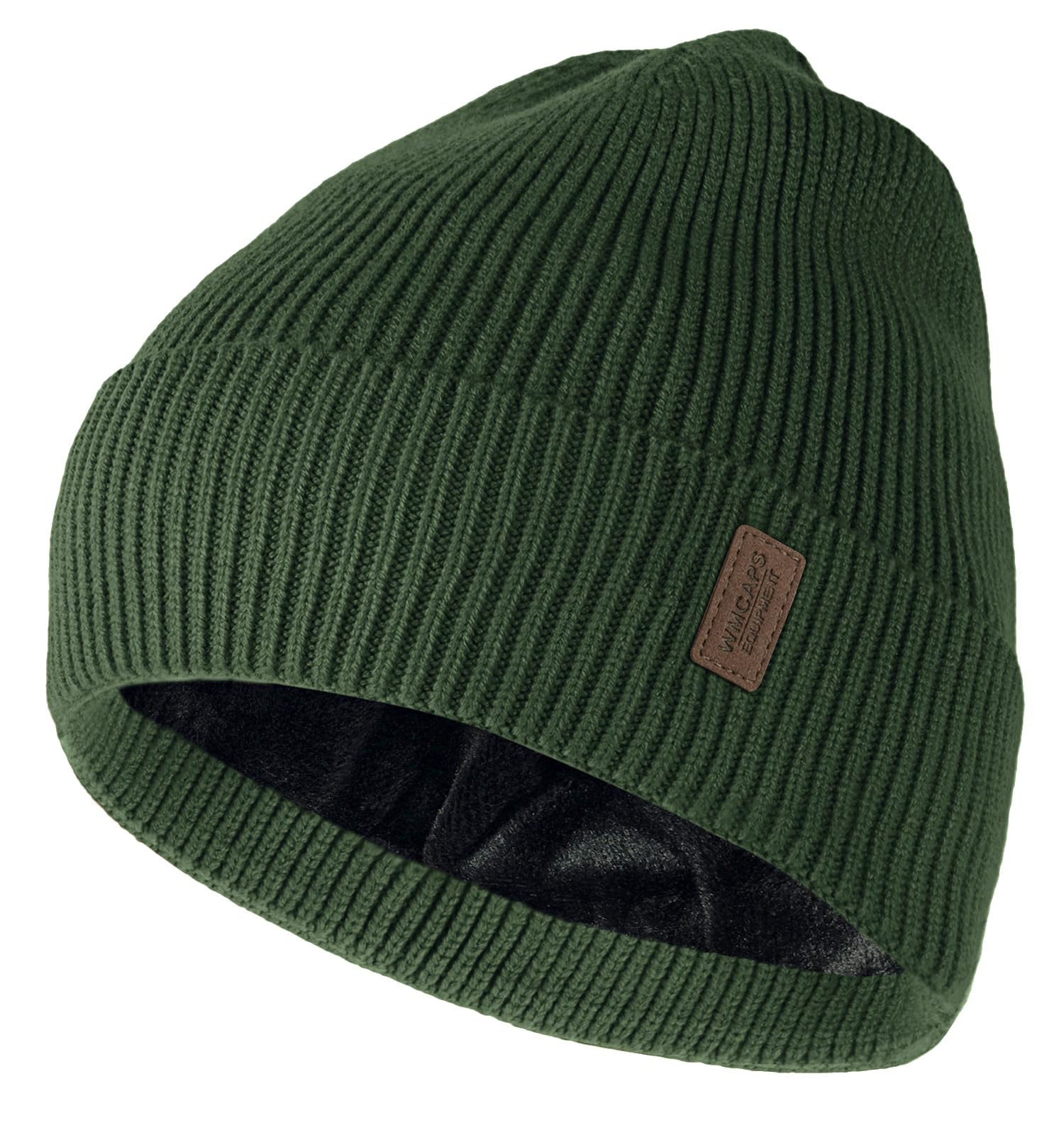 Wmcaps Beanie Mütze, Herren Winter Warme Unisex Wintermütze Strickmütze Dehnbare Weiche Wollmütze mit Bündchen und Dickem Warmem Futter Geschenk für Freundin männer Frauen (Armeegrün)
