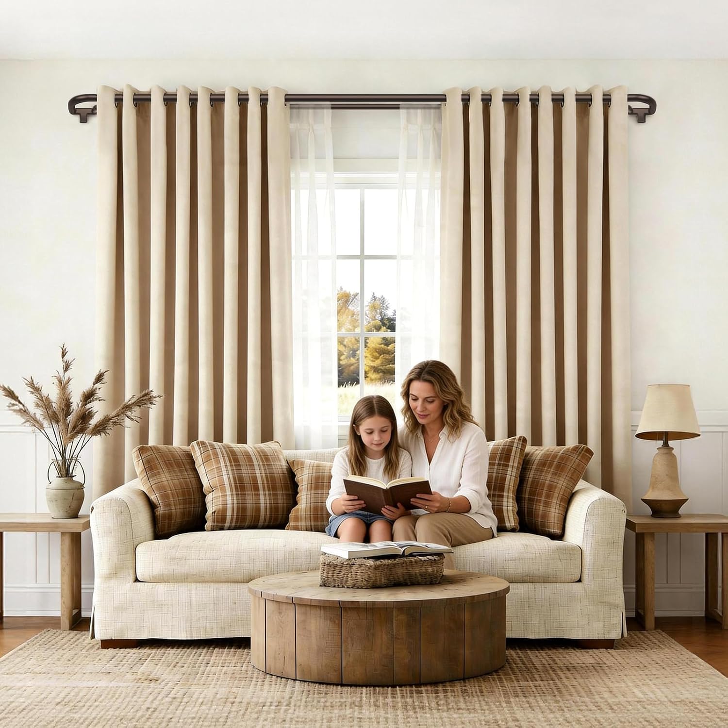 HOTOZON Blackout Double Curtain Rods for Windows 32 to 58 Inches, Bronze Bronze 32-58"