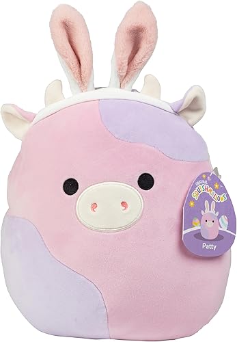 Squishmallows Patty la vaca con orejas de conejo, peluche oficial de Jazwares de 10 pulgadas, juguete de peluche de vaca suave y blando