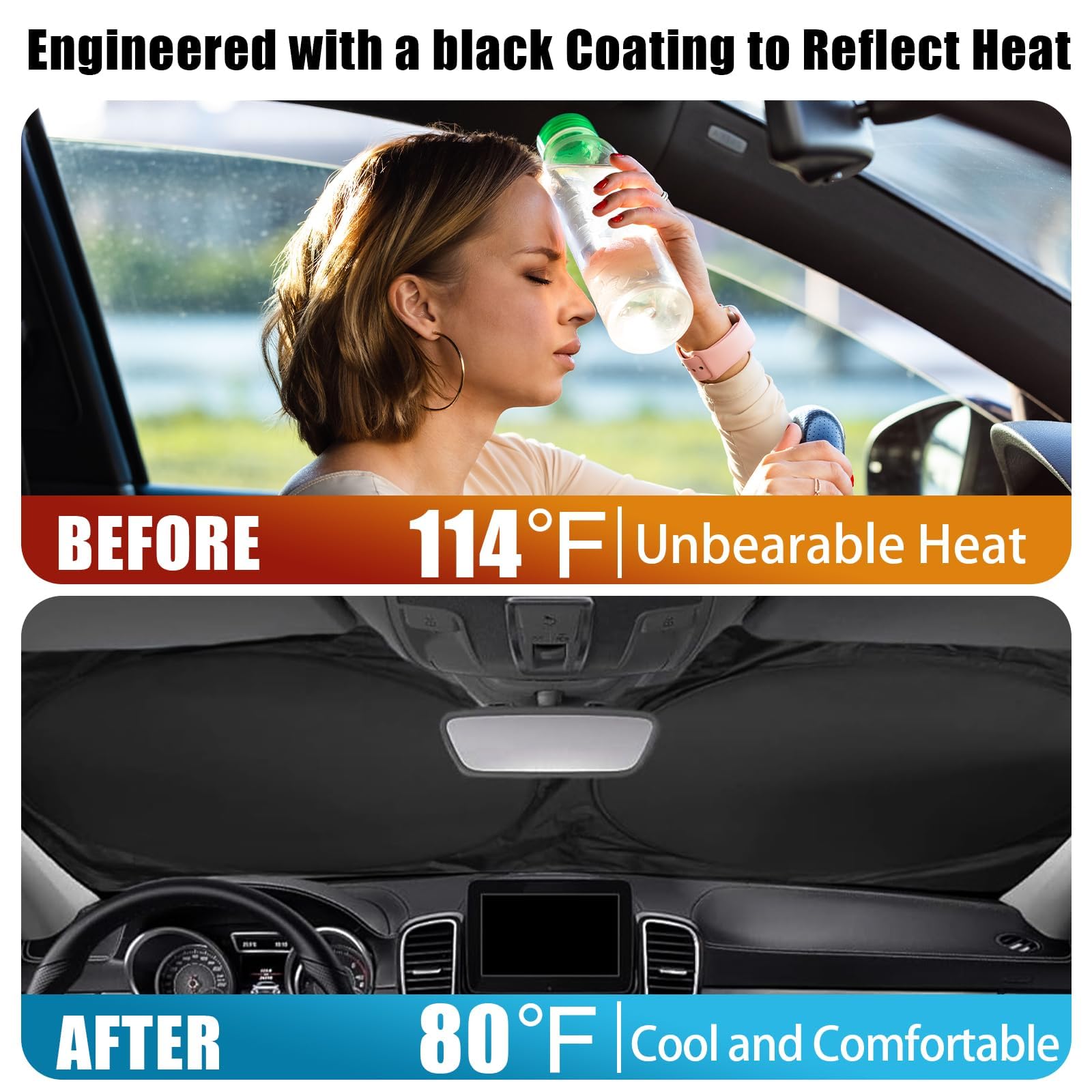 Blue Eyes Car Windshield Sun Shade Foldable Sunshade Front Window Cover Sun Visor Protector Accessories (59x27.5 inches) - 3