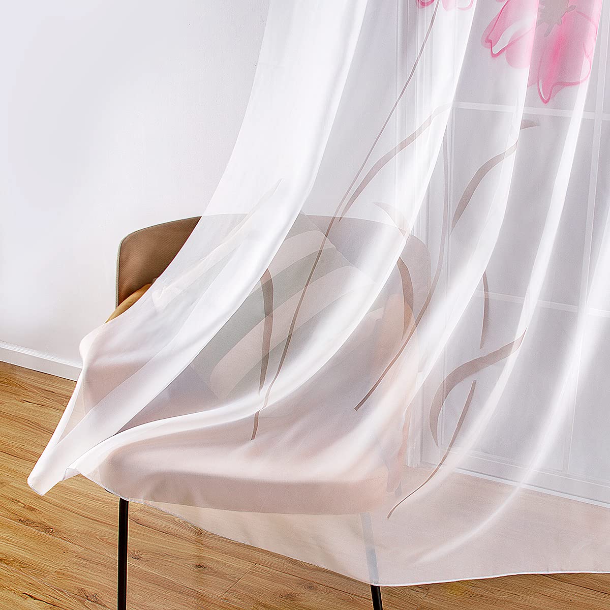 SIMPVALE 2 Tende A Pannello Stampa Floreale Garofano, Rosa, Larghezza 150 Cm, Altezze Varie (175 Cm, 225 Cm, 245 Cm, 260 Cm, 270 Cm) - 3