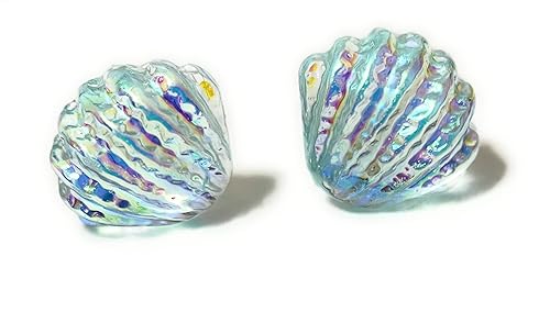 Hypoallergenic Holographic Sea Shell Stud Earrings on Plastic Posts (Purple)