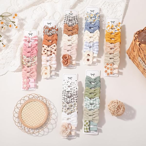 Set di 10 fermagli per capelli per bambine da 3,6 a 5,6 cm, completamente foderati, antiscivolo, fatti a mano, accessori per capelli per neonati e bambini (10 pezzi, C) - 4