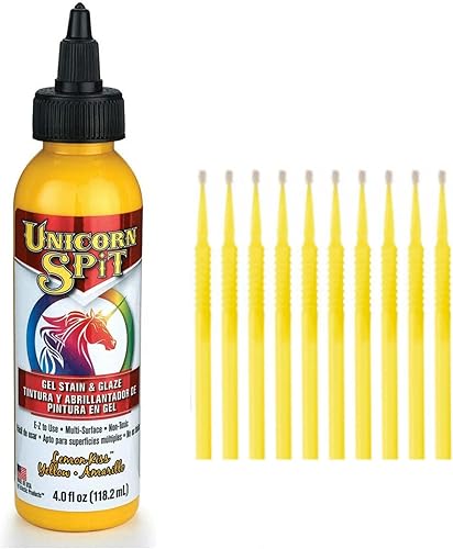 Unicorn SPiT Gel Stain & Glaze in One  20 colecciones completas originales y brillantes con 10 barras de detalles finos TreBBies (4 onzas, Golden