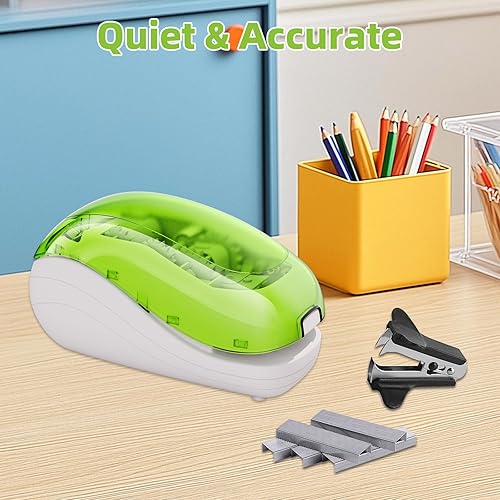 Vista 52 de Grapadora eléctrica, incluye 2000 grapas y 1 removedor de grapas, adecuada para el tamaño de la palma y alta comodidad, capacidad de 25 hojas, Negro