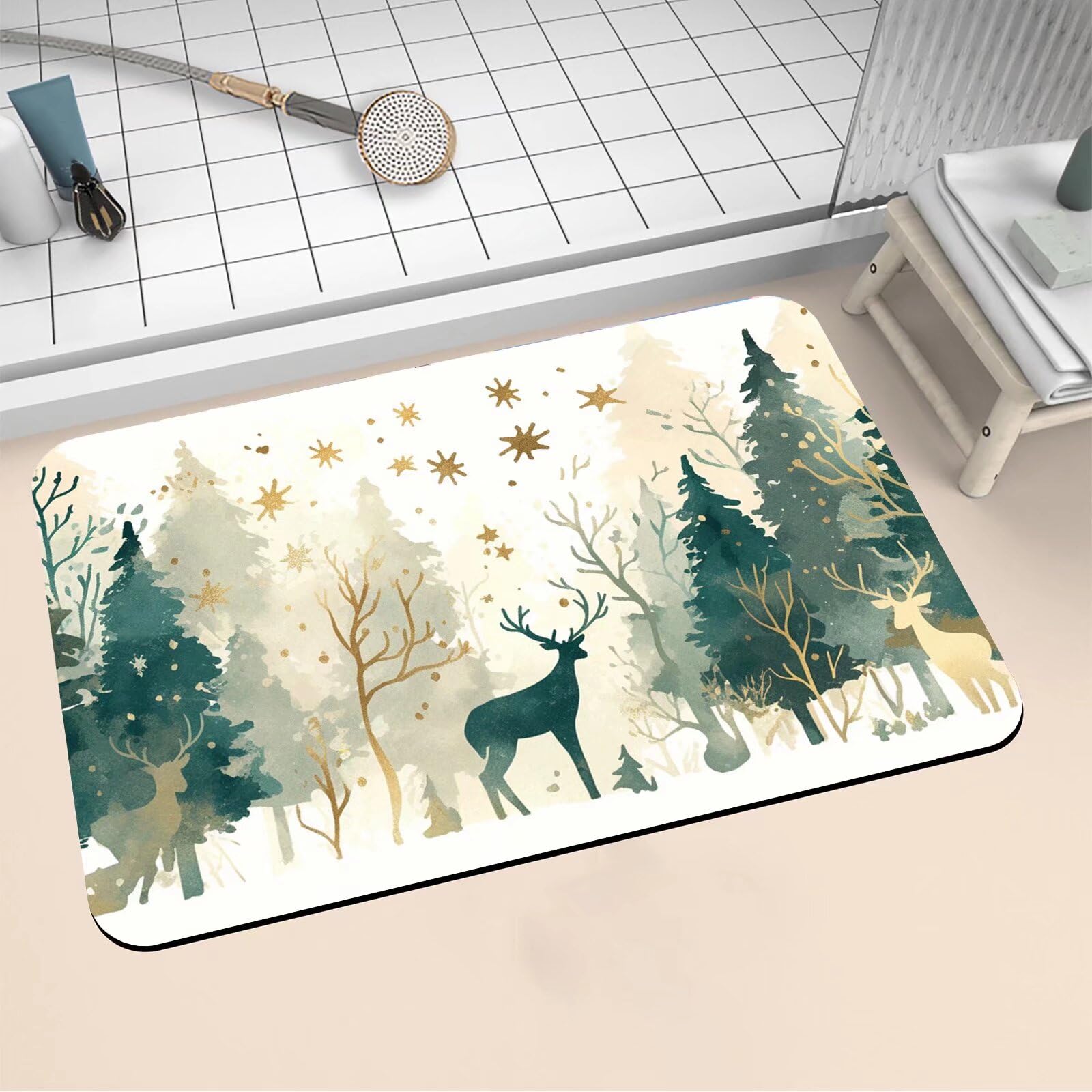 Tapis de bain antidérapant à séchage rapide lavable grand format 90x120cm