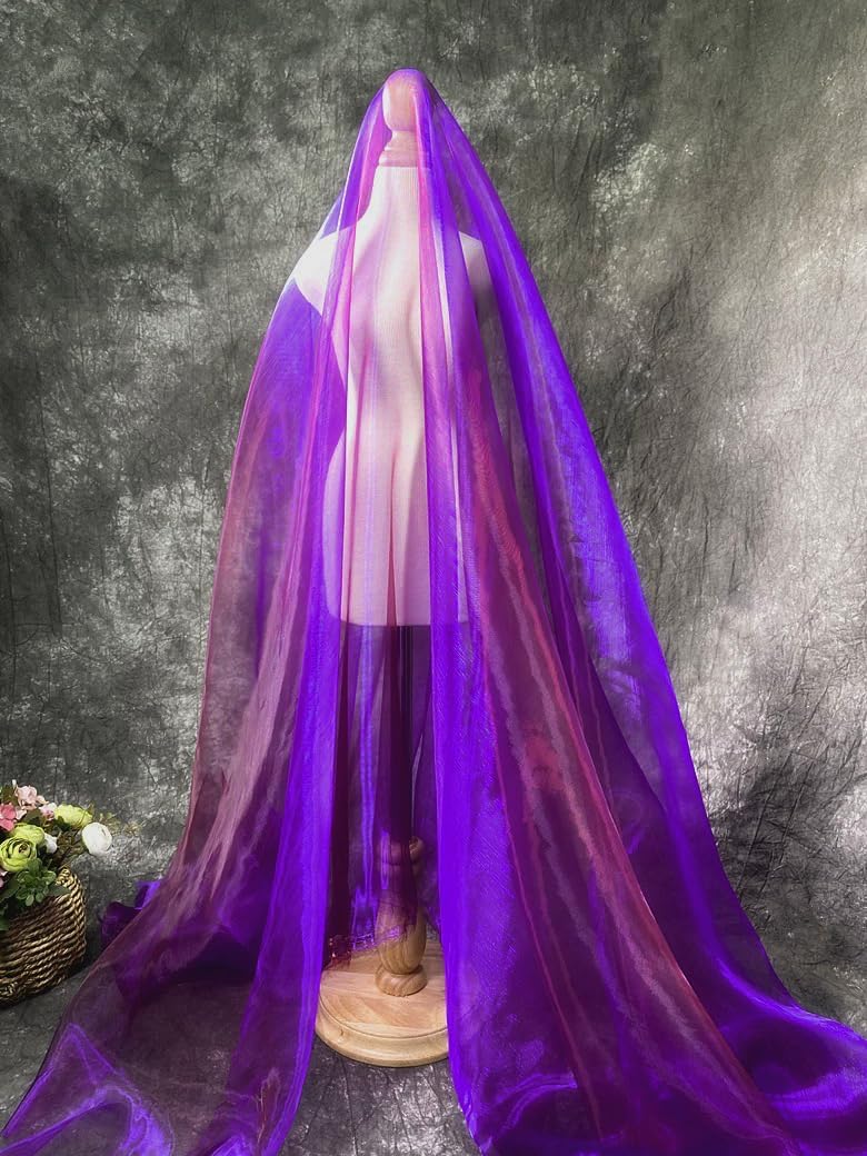 YYCRAFT Two Tone Sheer Organza Fabric by The Yard for Curtain Weddings Decor 20 Yards, Purple