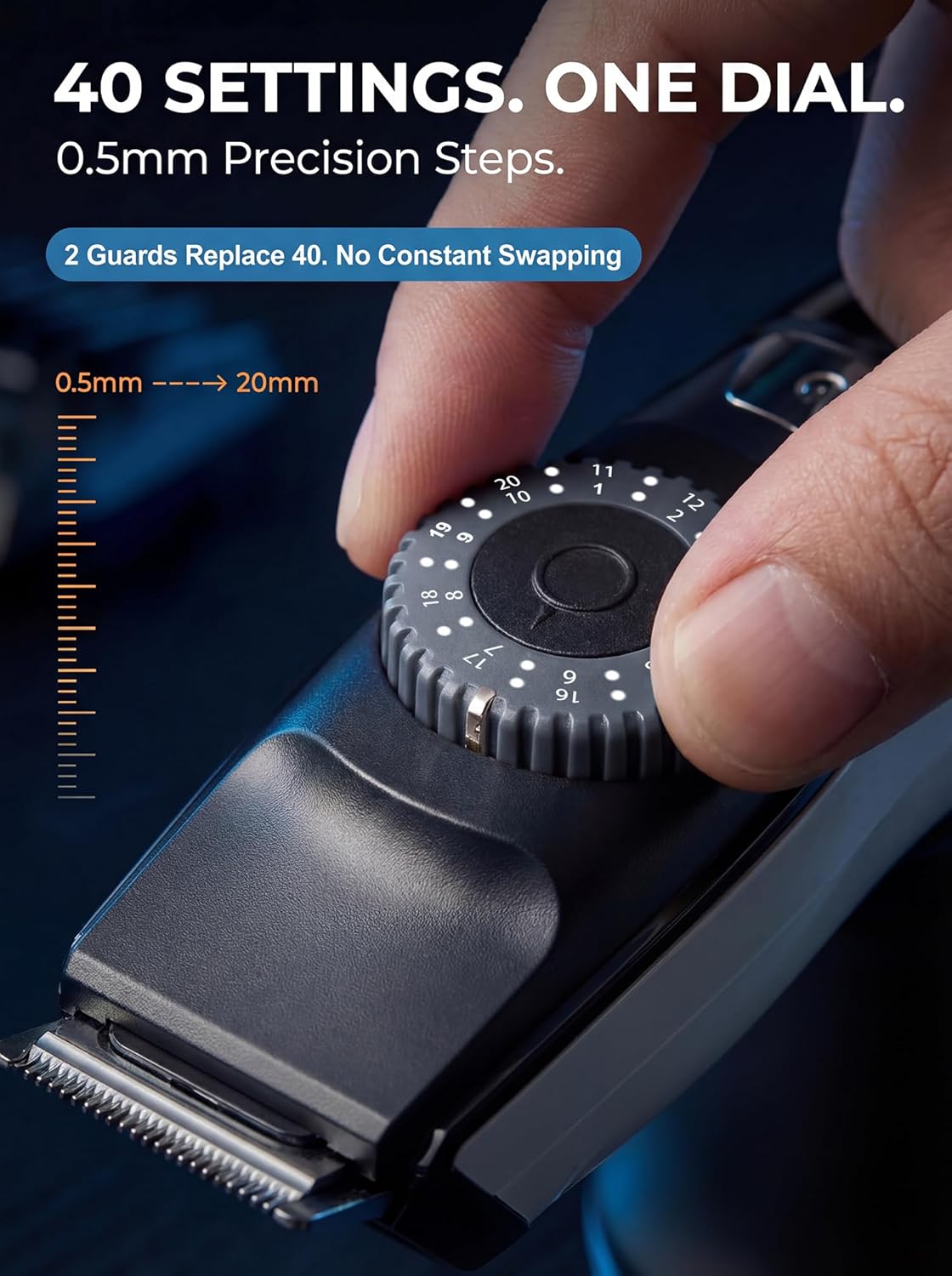 40 Precisions Electric Beard Trimmer for Men, Mens Grooming Trimmer for Beard, Mustache, Face and Ear Hair, Multi-Series Clipper, Waterproof, USB C Charging, Soft Pouch, Wide Blade, Gift Box