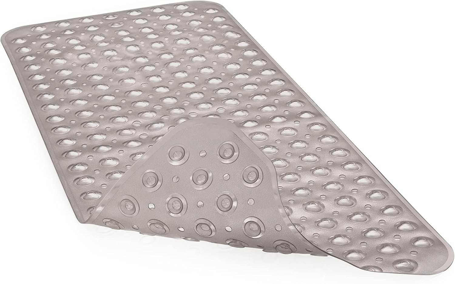 Titanker Nonslip Bathtub Mat, 40x16 Inches Large Bathroom Shower Mat for Bathroom with Suction Cups and Drain Holes, Non-Slip Bath Mat for Tub, Machine Washable, Easy Cleaning, Clear Gray