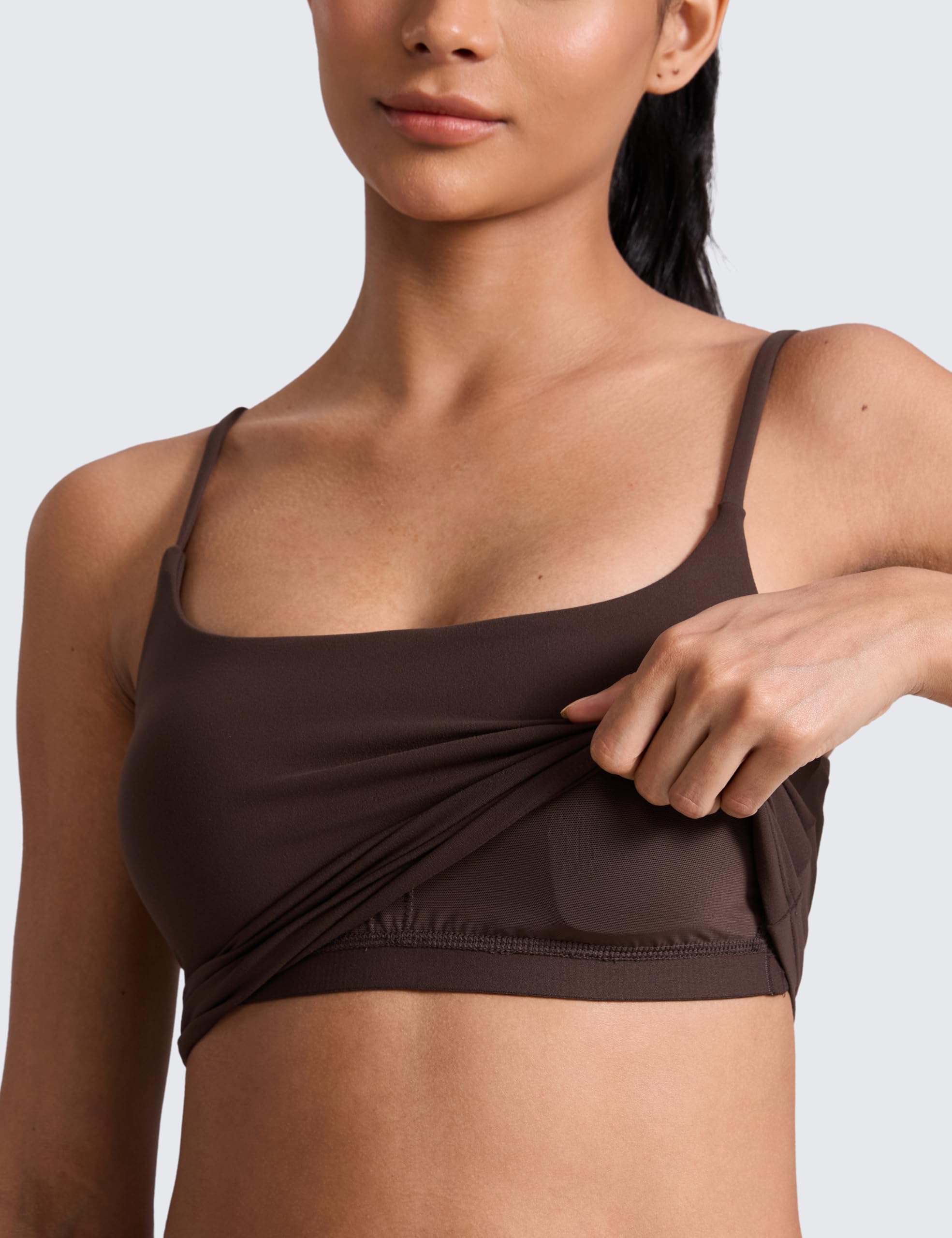 CRZ YOGA Butterlift Mujer Cuello Redondo Línea Larga Sujetador Deportivo Espalda en U Crop Top