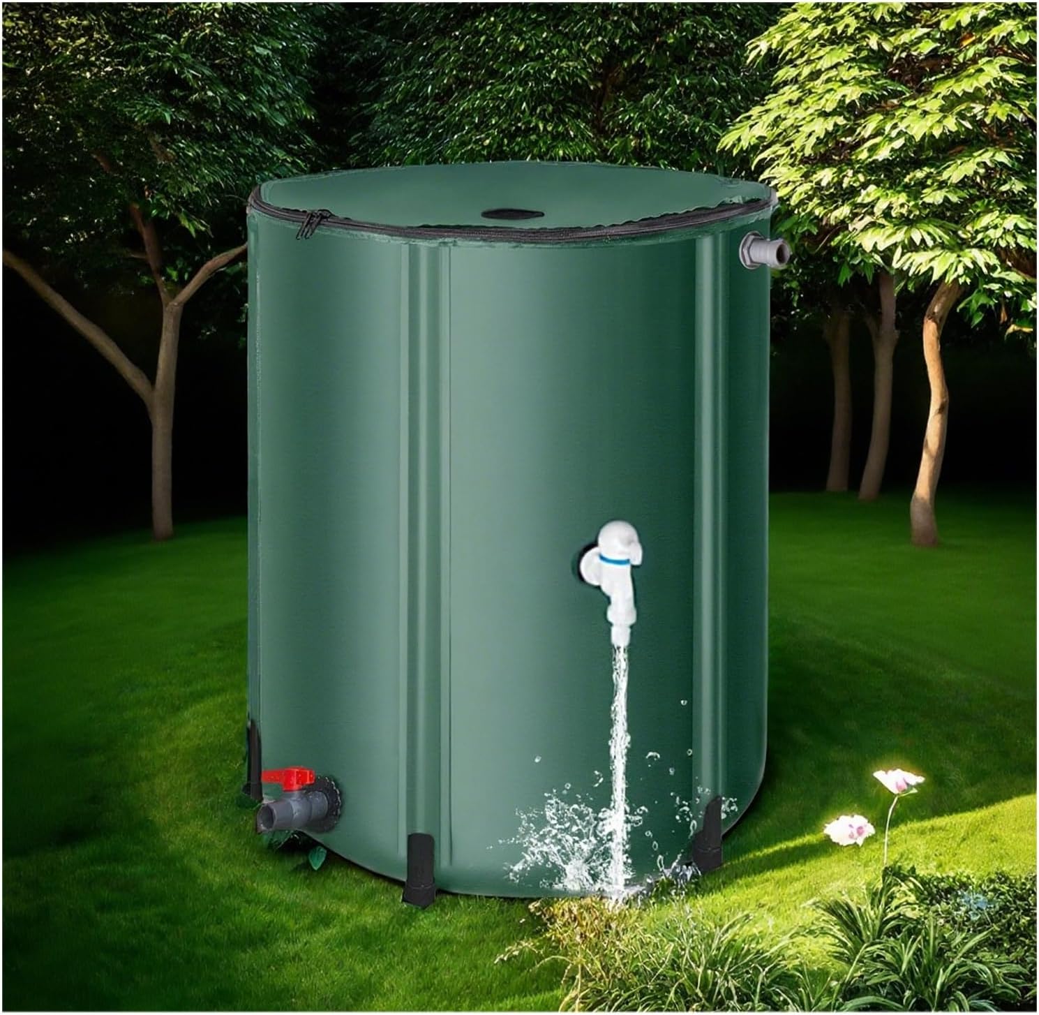 Garden Water Butt Rainwater Collection Barrel，Garden Water Butts，Thickened Fabric, Mesh Filtration, Stable and Durable Structure, Suitable for Multiple Scenarios(Green,160L)