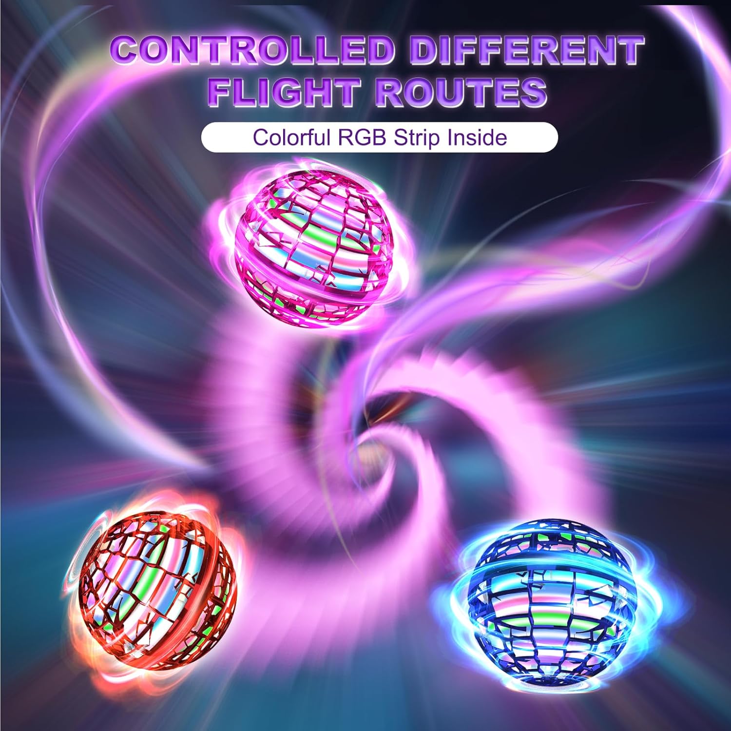 Upgraded 3 Pack Flying Orb Ball 2025 Hover Orb Galaxy Boomerang Ball Cosmic Floating Globe Magic Galactic Flying Spinner Balls Hand Drone Fidget Toys for Kids Ages 6  Year Old Boys Girls