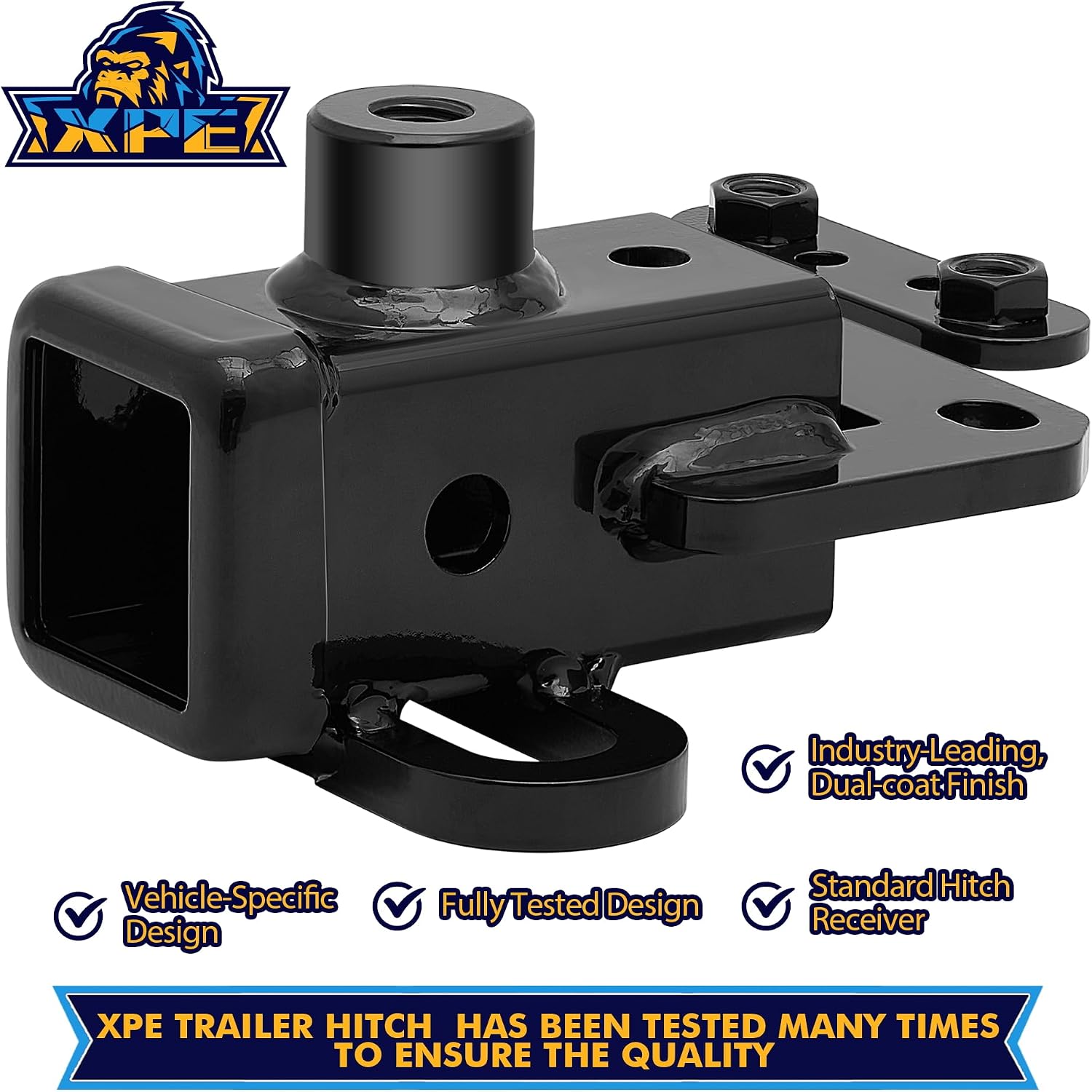 XPE Trailer Hitch for Dodge Ram 1500(2019-2024), 2-inch Hitch Receiver with Bolts, Tow Hitch with Anti-Rust Gloss Powder Coat, Black Trailer Hitch Kit